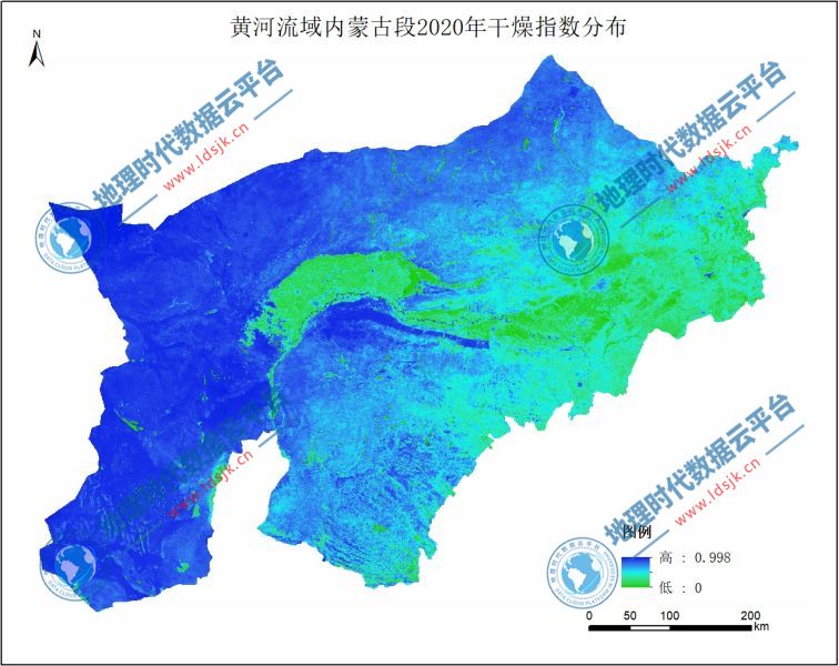黄河流域干燥指数分布