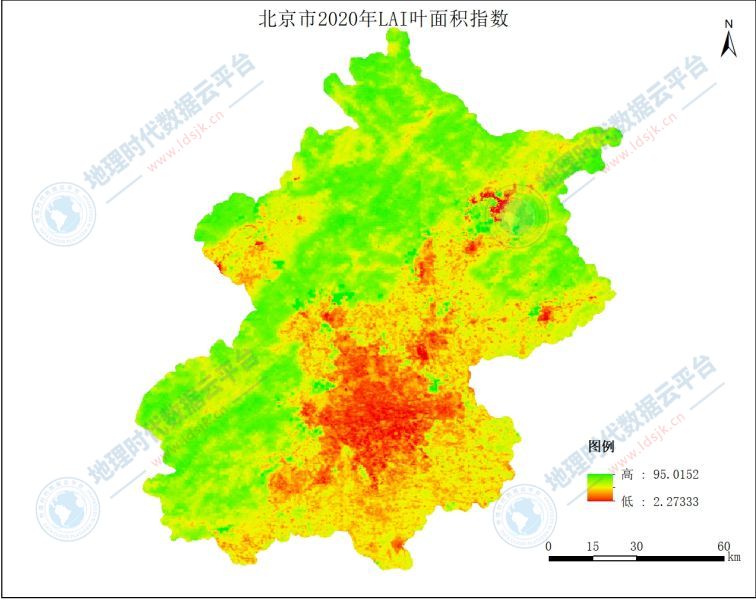 北京市LAI叶面积指数数据集